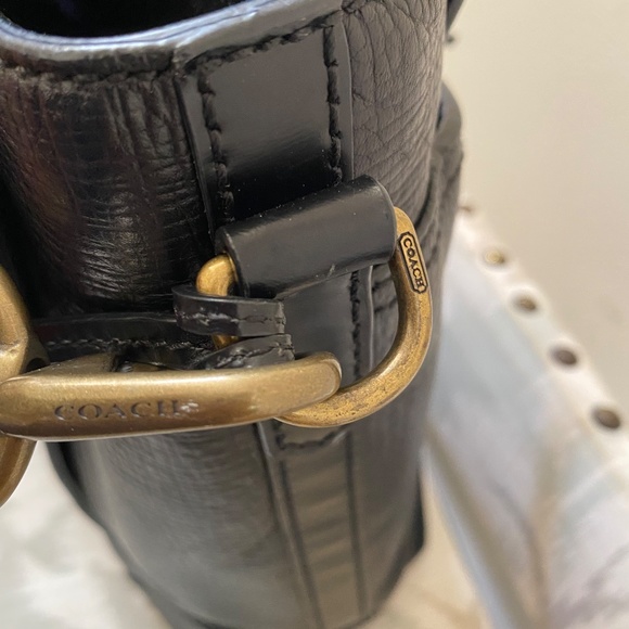 Coach Crosby Box Grain Textured Leather Flap Brief 70961 Brass/Black - Picture 6 of 13